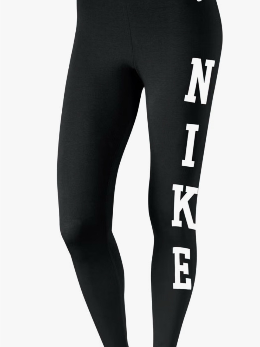 Nike Black Leggings with White Vertical Logo